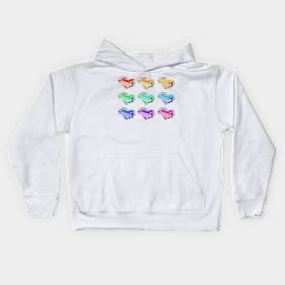 Nash Metropolitan (rainbow colors in a grid) - classic vintage cars reimagined Kids Hoodie